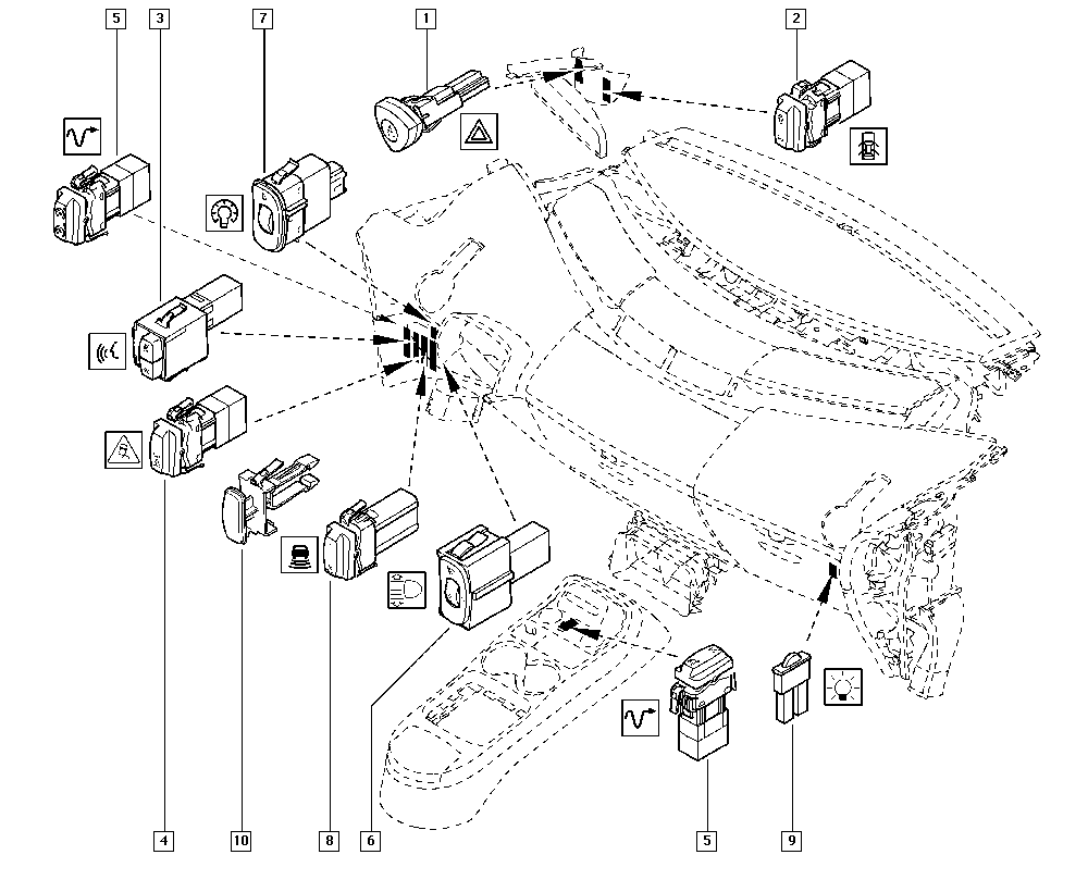 RENAULT 2529 048 89R - Comutator ,lumini de avarie aaoparts.ro