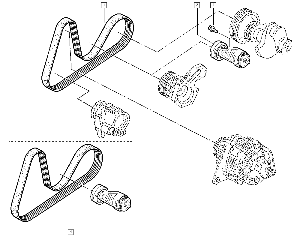 RENAULT 7701477515 - Set curea transmisie cu caneluri aaoparts.ro