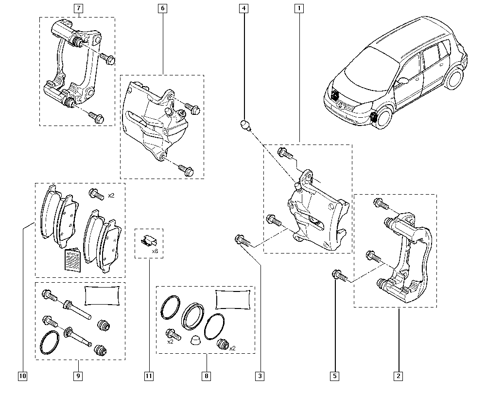 RENAULT TRUCKS 7701208558 - Set bucsi de ghidaj, etrier frana aaoparts.ro