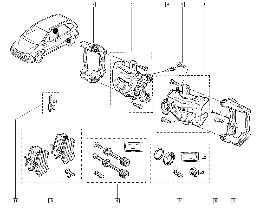 RENAULT 7701058987 - Set bucsi de ghidaj, etrier frana aaoparts.ro