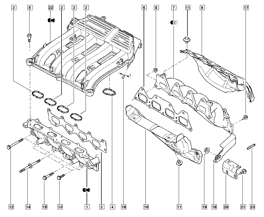 RENAULT 77 00 105 843 - Garnitura, galerie evacuare aaoparts.ro