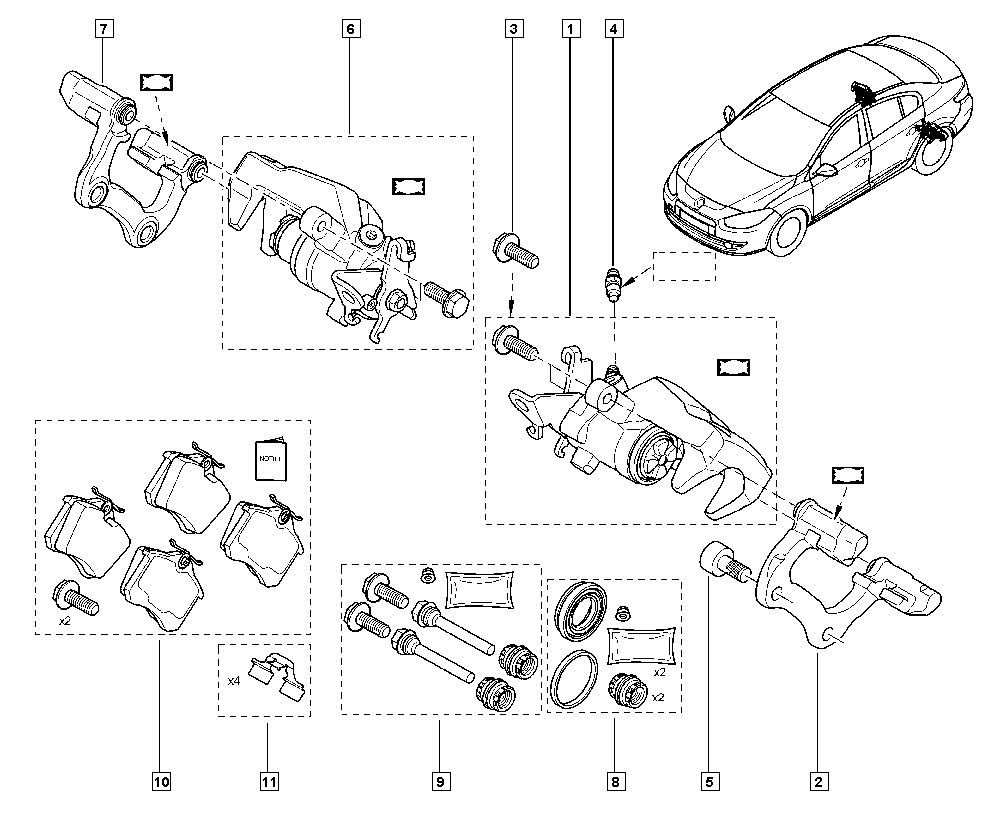 RENAULT 440015394R - Set bucsi de ghidaj, etrier frana aaoparts.ro