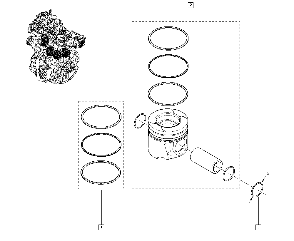 RENAULT 12 03 386 67R - Set segmenti piston aaoparts.ro