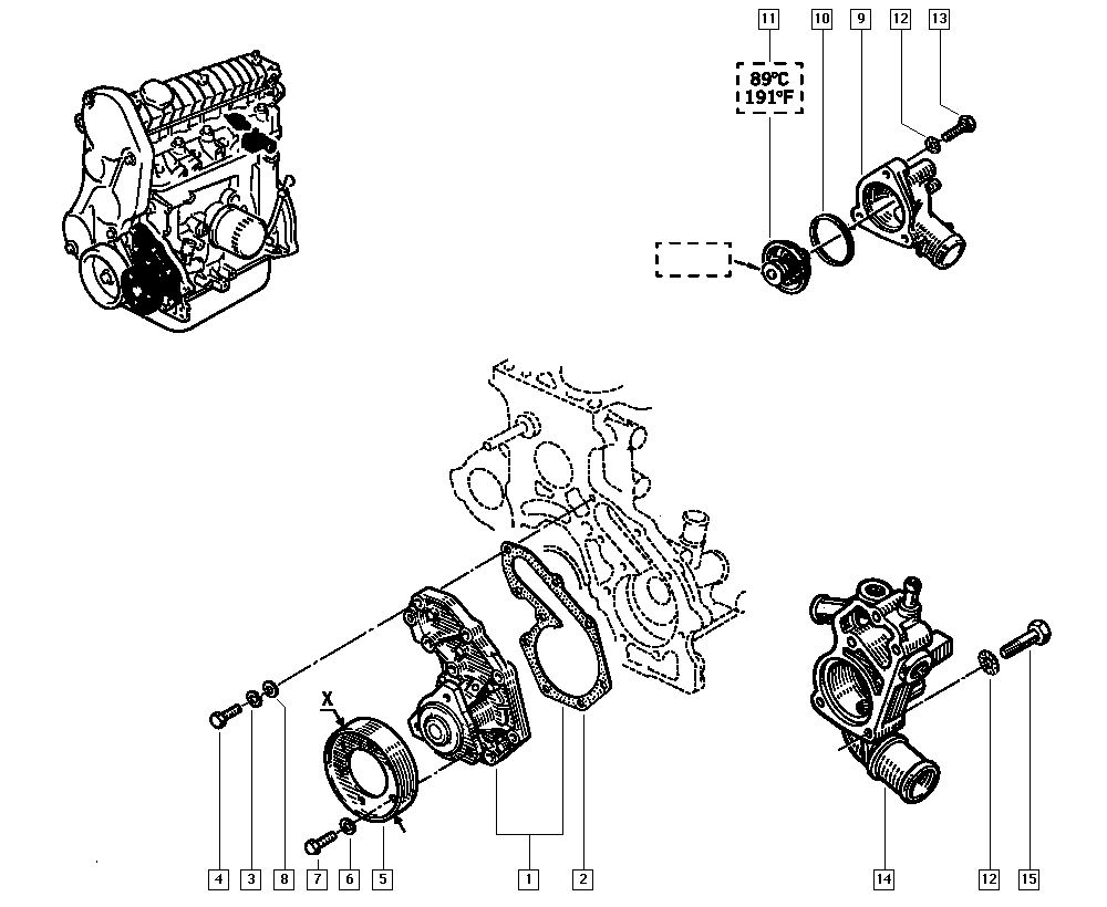 RENAULT 77 00 718 380 - Garnitura termostat aaoparts.ro