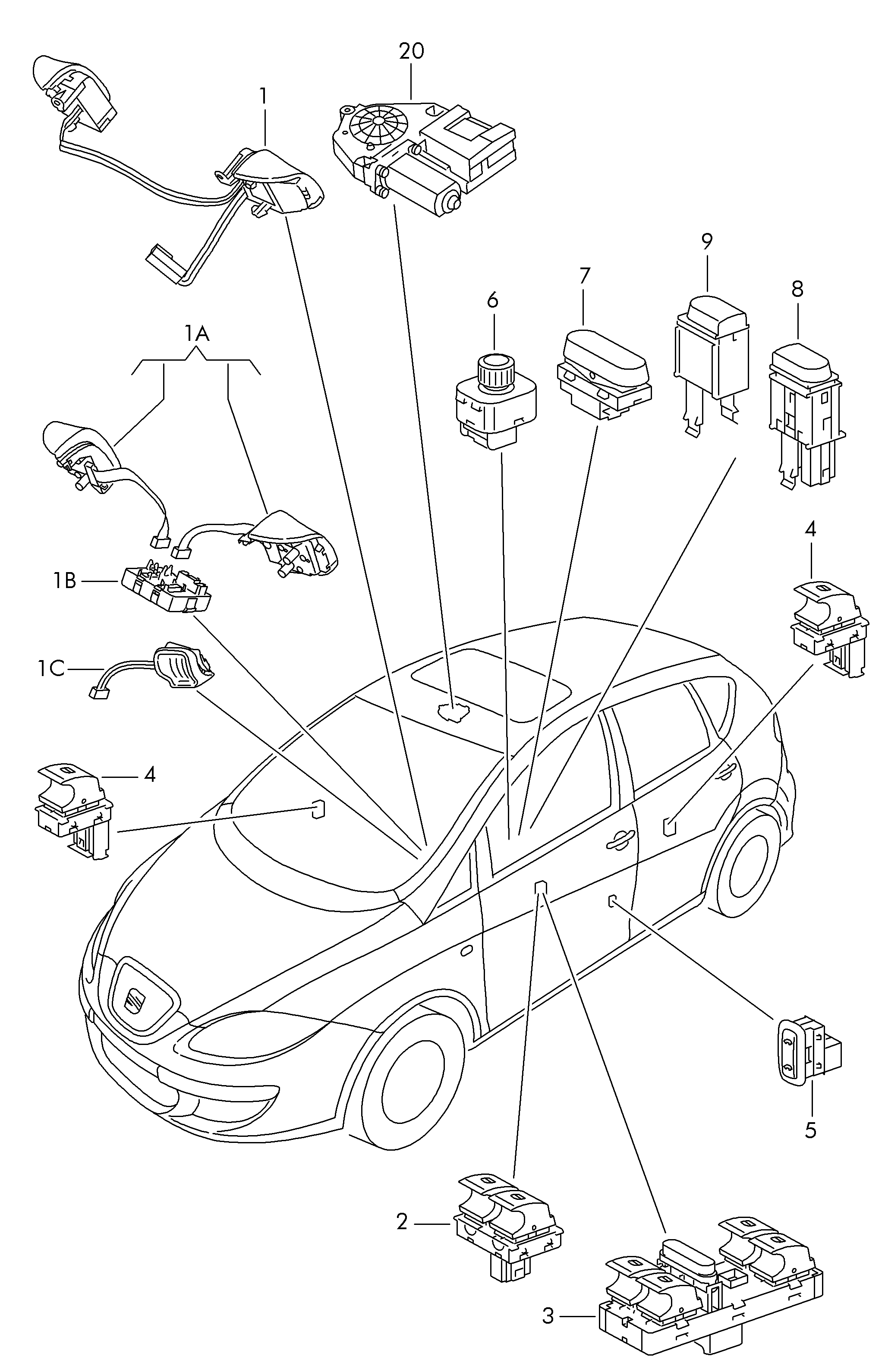 Seat 1K4 959 857C - Comutator,macara geam aaoparts.ro