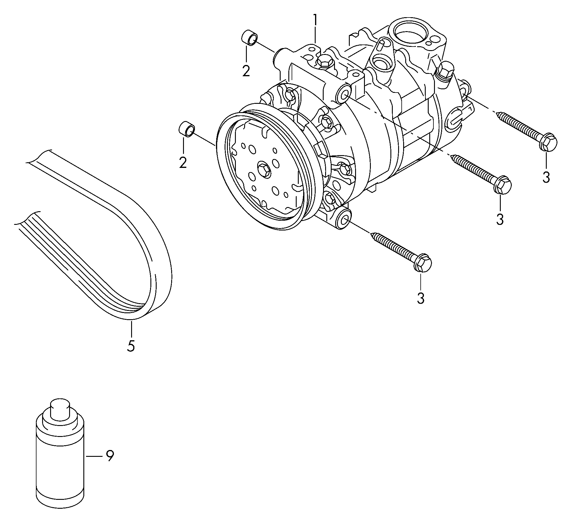 VAG 5Q0820803E - Compresor, climatizare aaoparts.ro