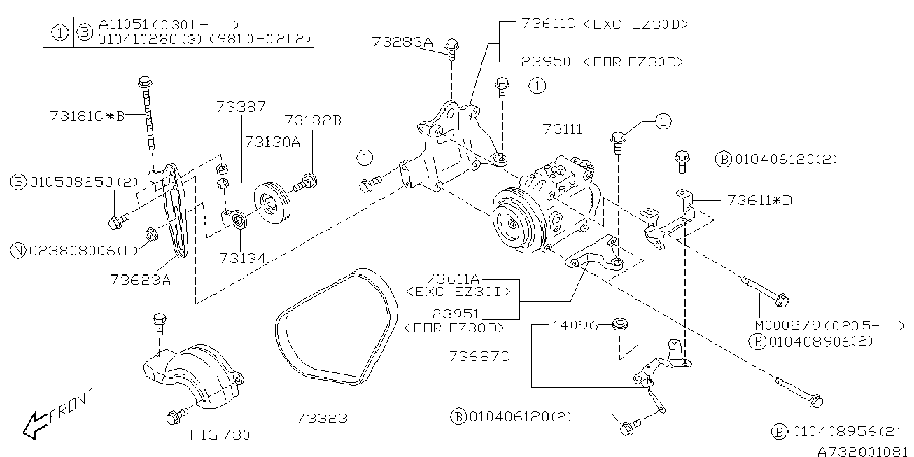 Subaru 73013AA000 - Curea transmisie cu caneluri aaoparts.ro