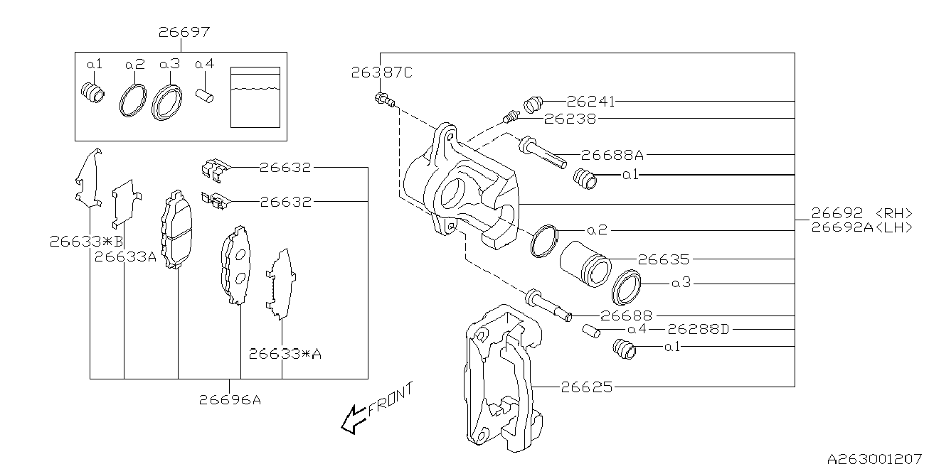 Subaru 26696XA011 - Set placute frana,frana disc aaoparts.ro