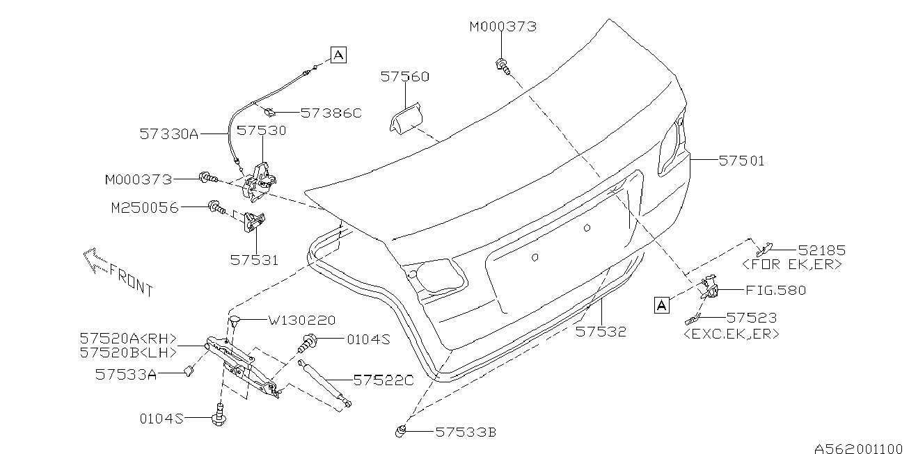 Subaru 57522AJ00A - Amortizor portbagaj aaoparts.ro