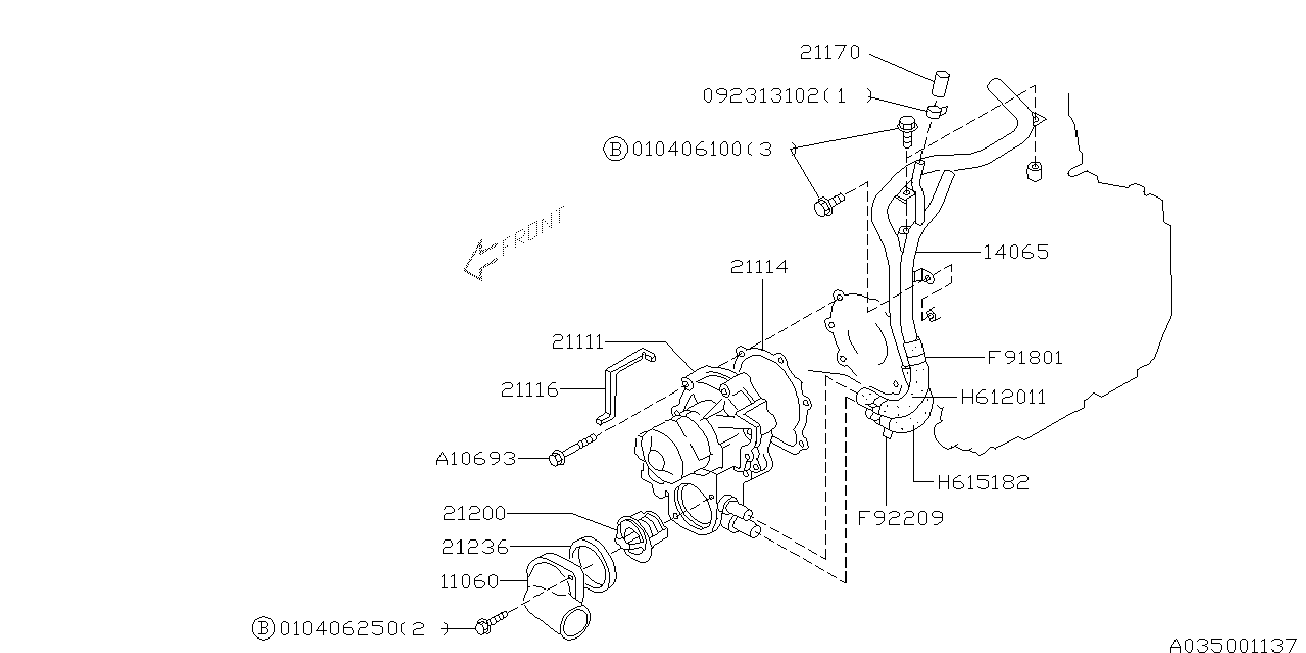 Subaru 21111-AA026 - Pompa apa aaoparts.ro