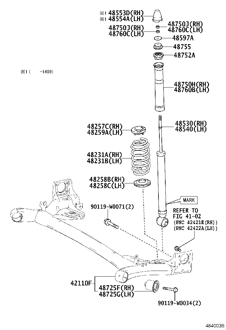 TOYOTA 48755-0H010 - Rulment sarcina suport arc aaoparts.ro