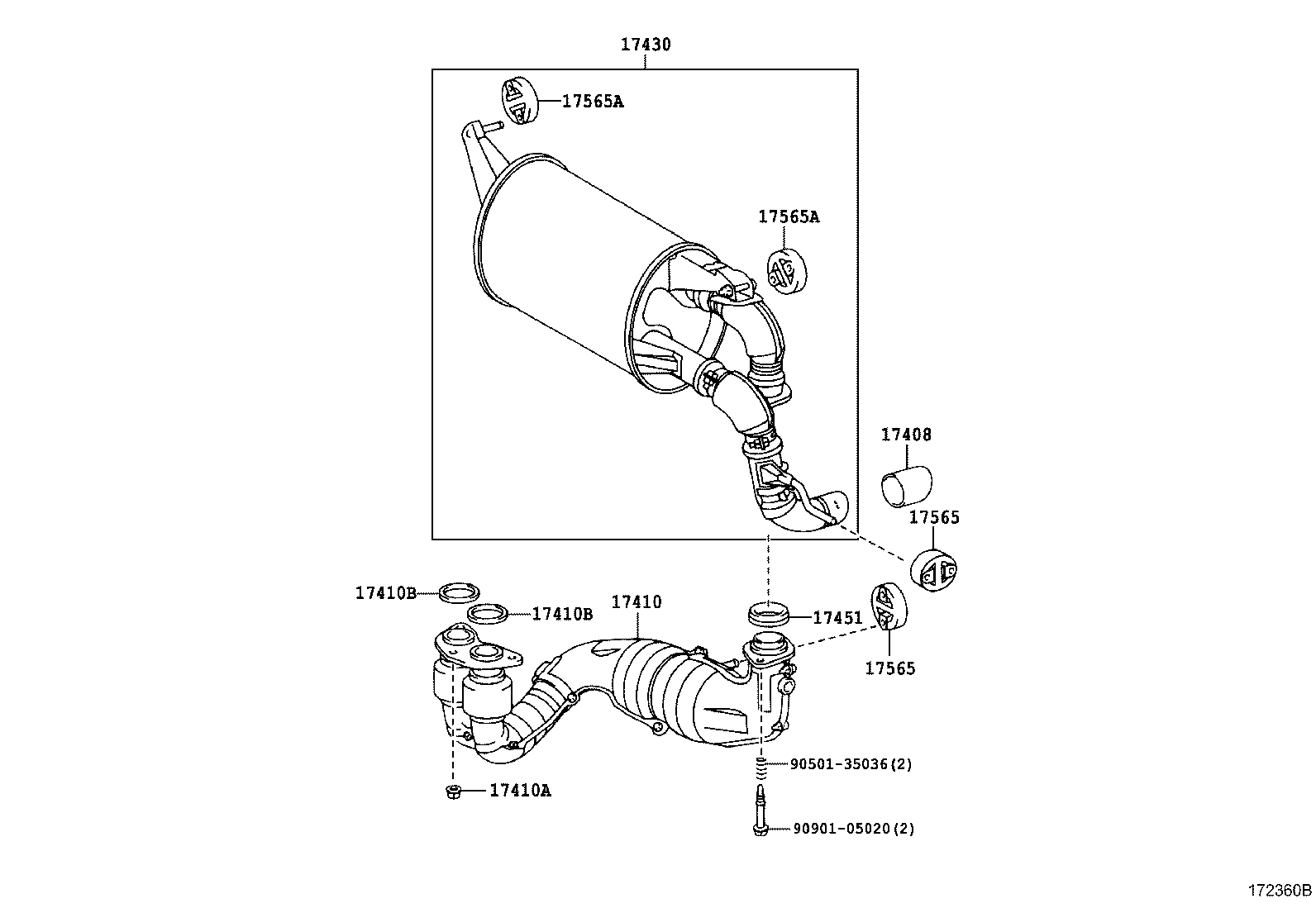 TOYOTA 17565-74280 - Cuzinet, stabilizator aaoparts.ro