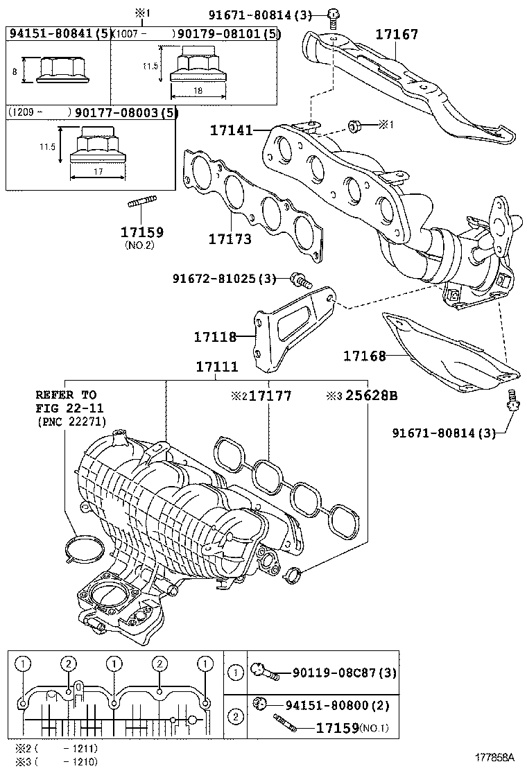 TOYOTA 17173-0T020 - Garnitura, galerie evacuare aaoparts.ro