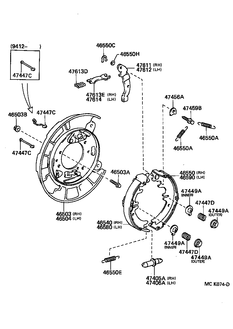 LEXUS 46590-50010 - Set saboti frana, frana de mana aaoparts.ro