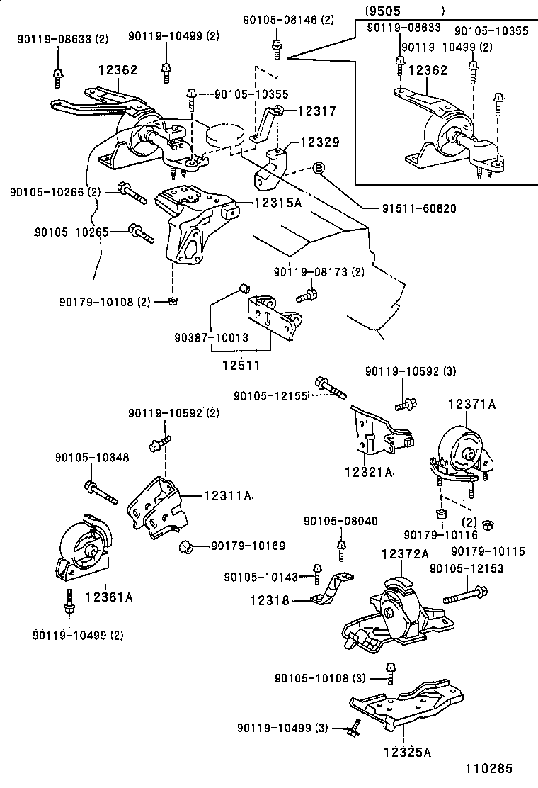 TOYOTA 12371-11462 - Suport motor aaoparts.ro