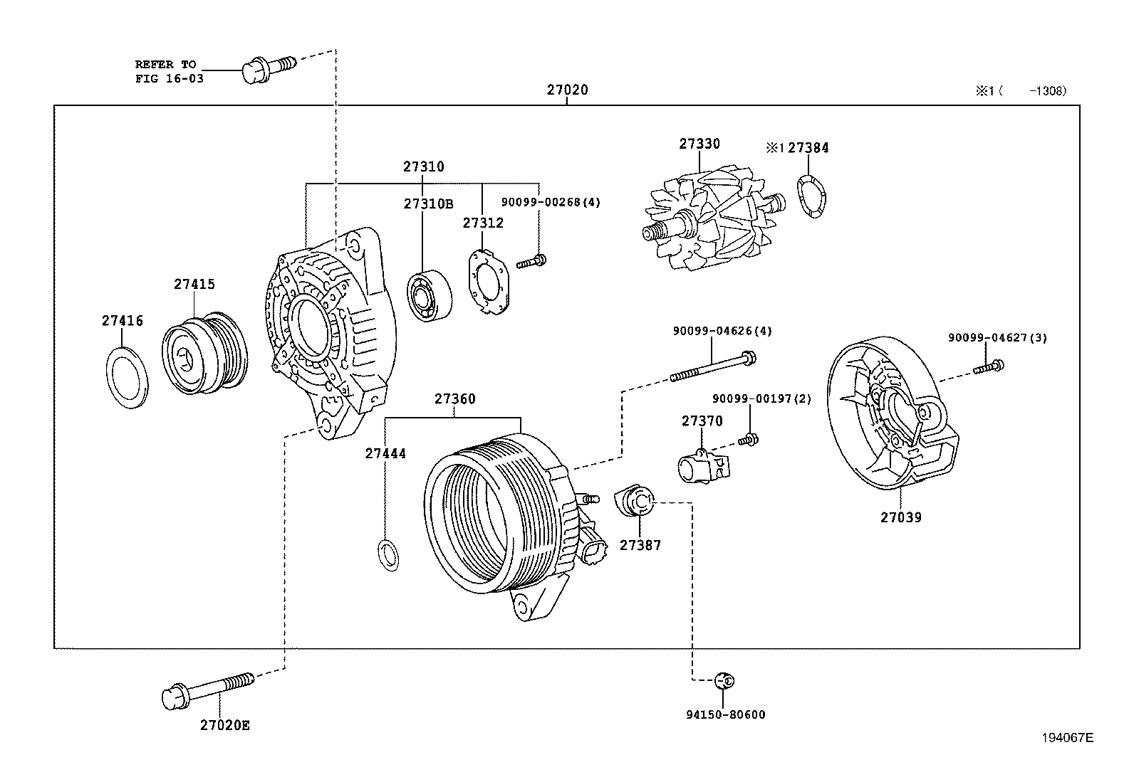 TOYOTA 2706037150 - Fulie, alternator aaoparts.ro