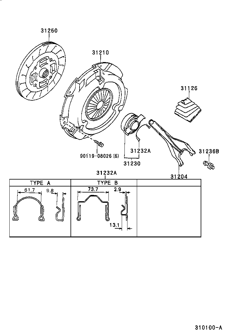 TOYOTA 31230-32060 - Rulment de presiune aaoparts.ro