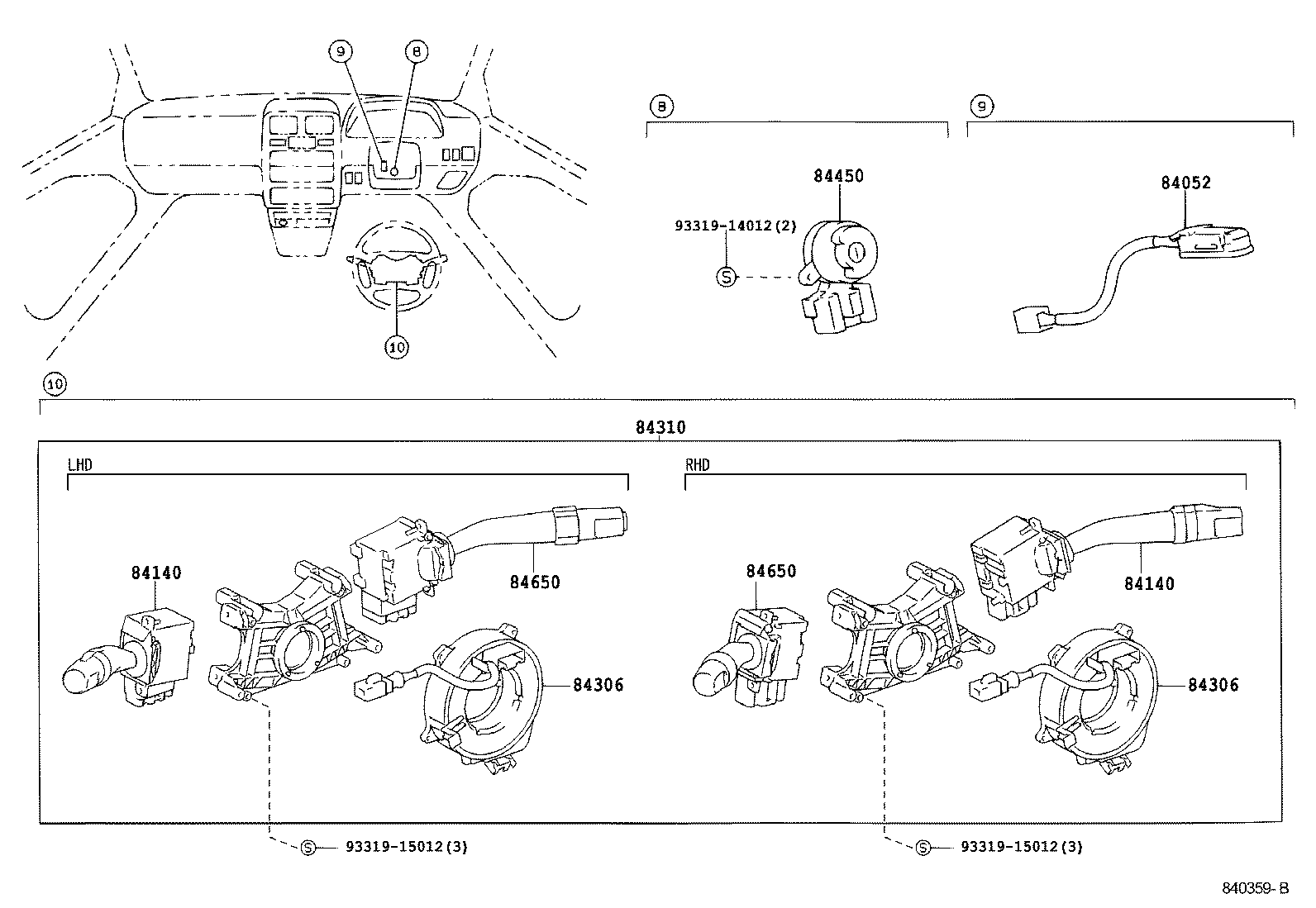 TOYOTA 8414044010 - Comutator coloana directie aaoparts.ro