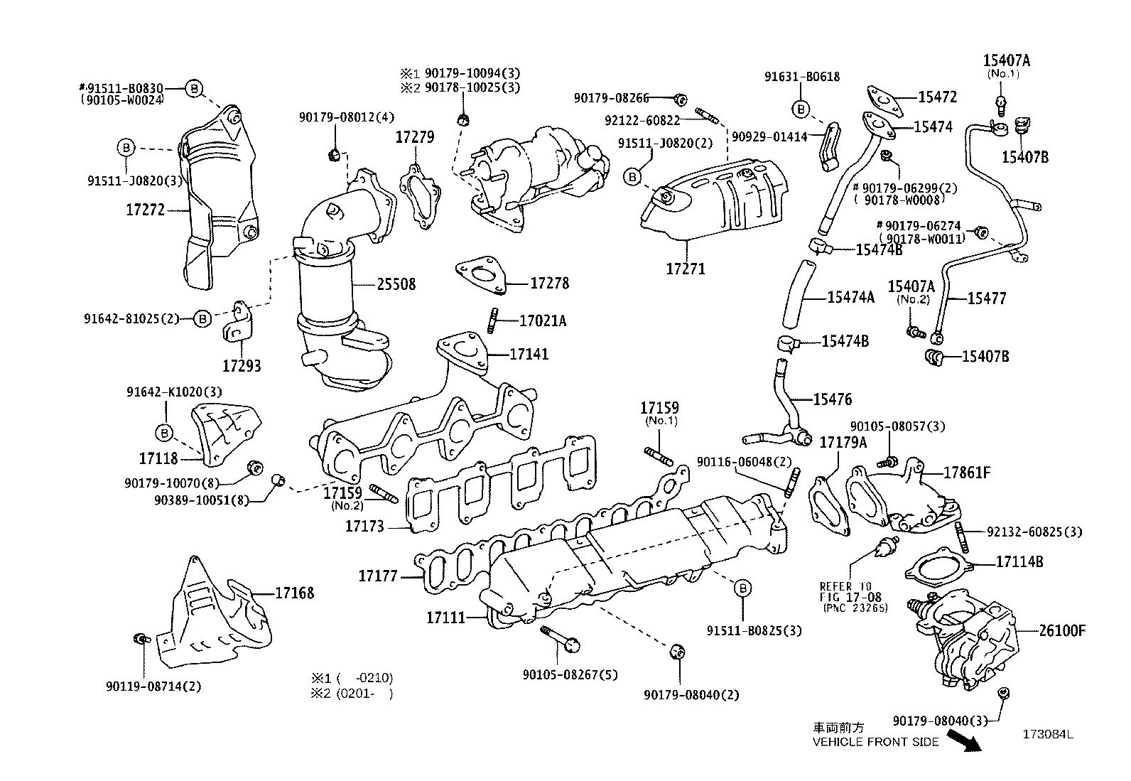 TOYOTA 17173-27010 - Garnitura, galerie evacuare aaoparts.ro