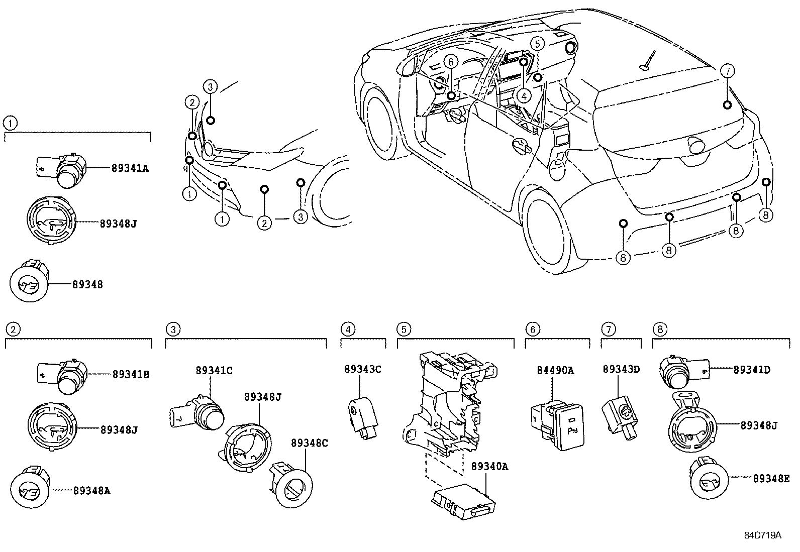 TOYOTA 89341-05010-C0 - Sensor, ajutor parcare aaoparts.ro