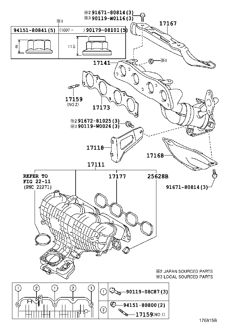 TOYOTA 17173-0T020 - Garnitura, galerie evacuare aaoparts.ro