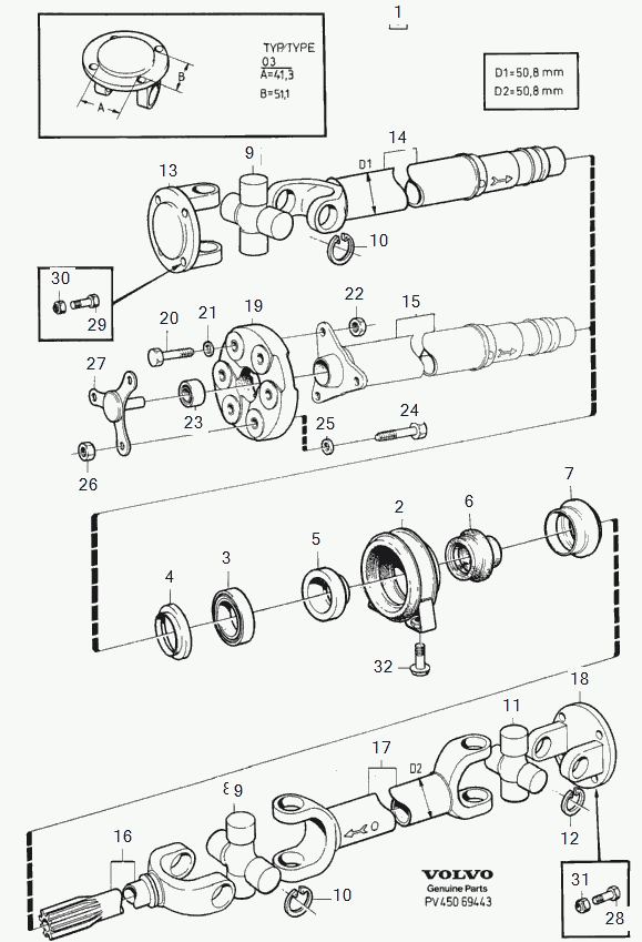 Volvo 1220843 - Articulatie, cardan aaoparts.ro