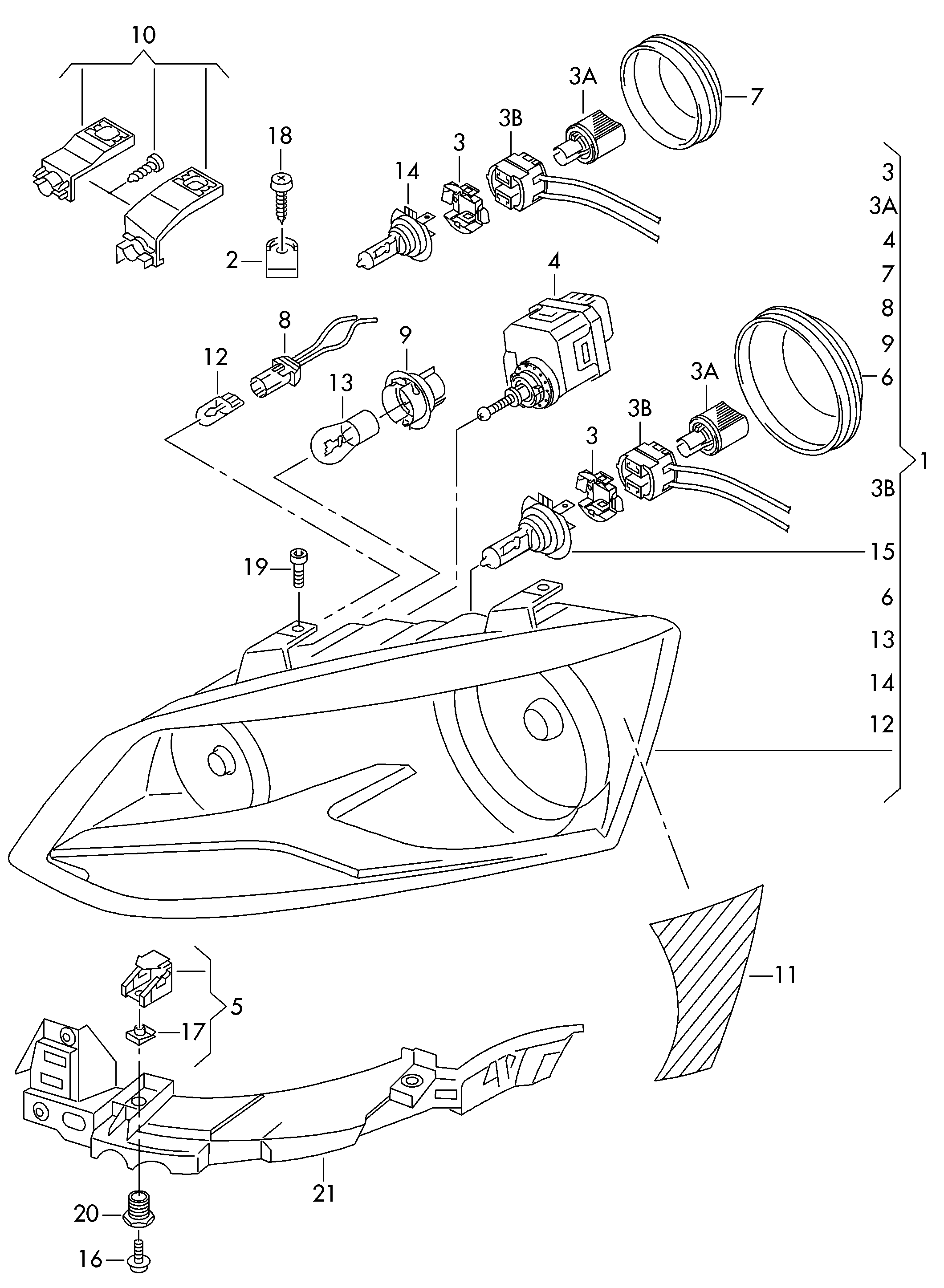 MAX KVW202-L - Kit de reparat faruri principale (suport) aaoparts.ro
