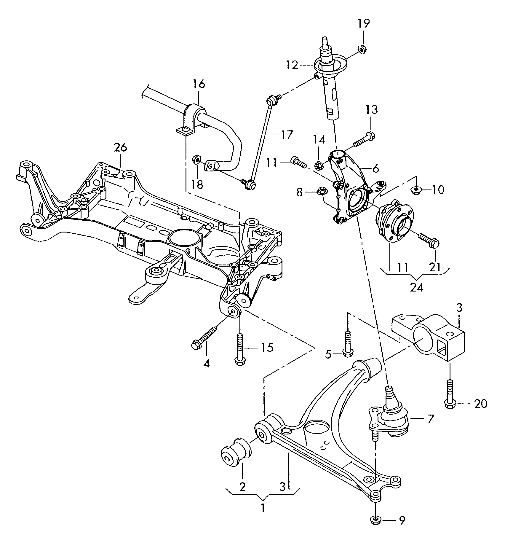 Skoda (SVW) 1K0 411 315 J - Brat / bieleta suspensie, stabilizator aaoparts.ro