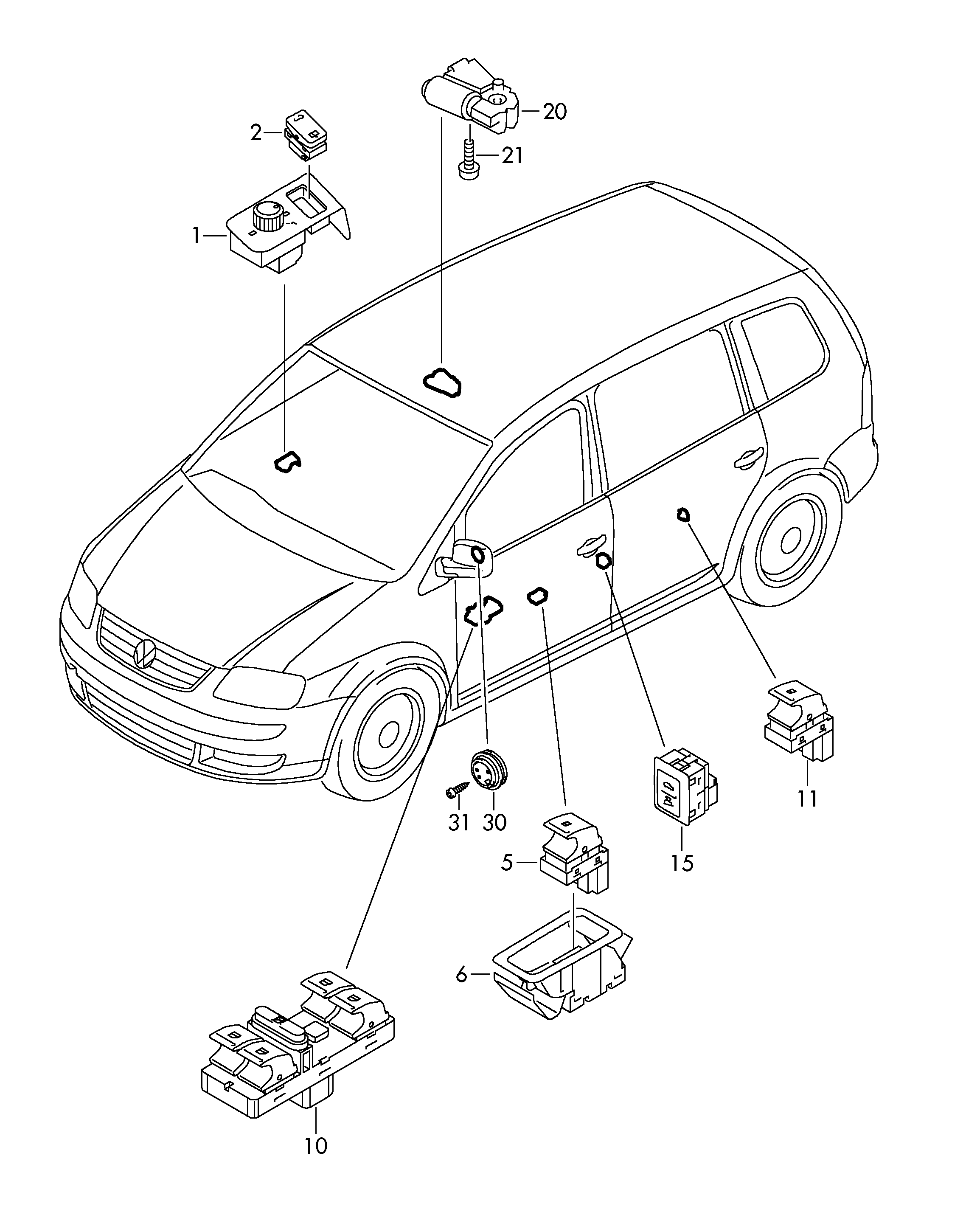 VW 1K4 959 857 B - Comutator,macara geam aaoparts.ro